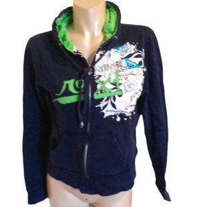ROXY GIRLS HOODED ZIP JACKET BLUE/GREEN SIZE XL